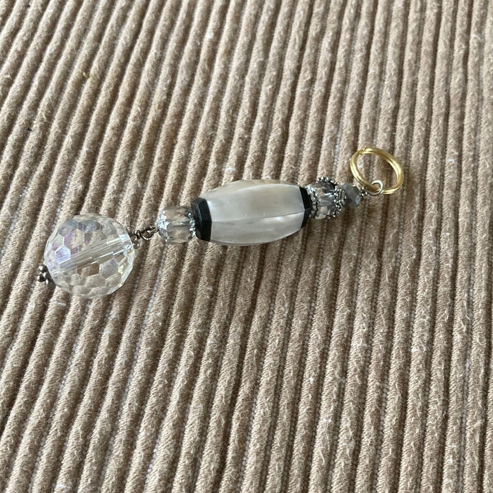 Zipper Pull, Purse Bling or Car Mirror Decor Pearlized Bead Czech Faceted Glass